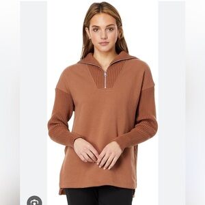 Varley Owens Half Zip Carob Brown Sweatshirt Pullover Oversized Women X Small